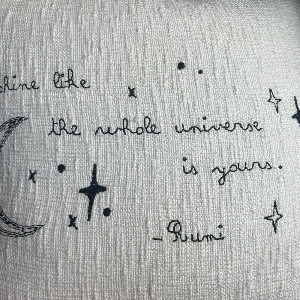 Sugarboo & Co Large 24x24 White Cotton Throw Pillow with Rumi Quote